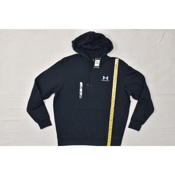 Under Armour Men's Loose UA Icon Fleece Hoodie Black Regular Size L Cotton NEW - Picture 2 of 8
